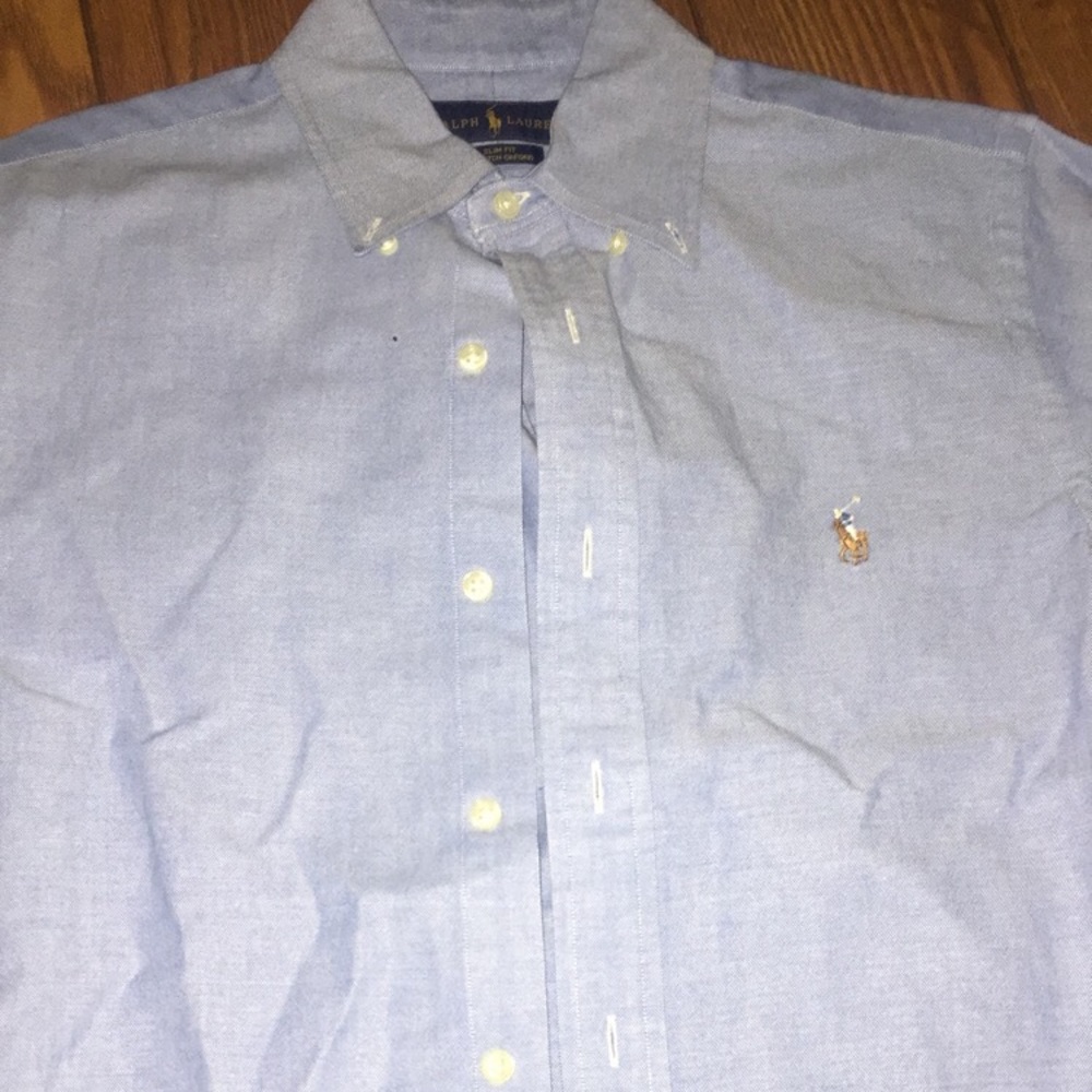 Button down light blue casual dress shirt